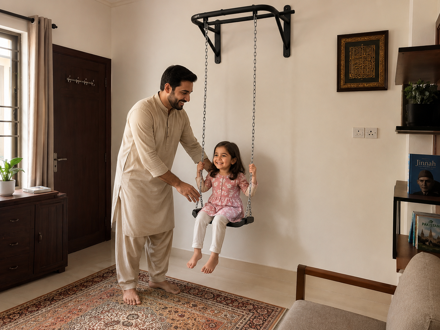 Indoor Kids Home Swing | Wall Mounted | Strong Chain | By Abeera  Collection